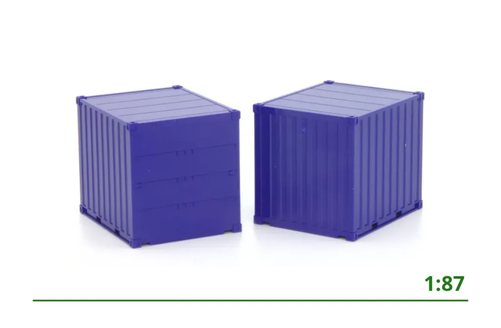 10ft container + drager blauw (2x) 1:87