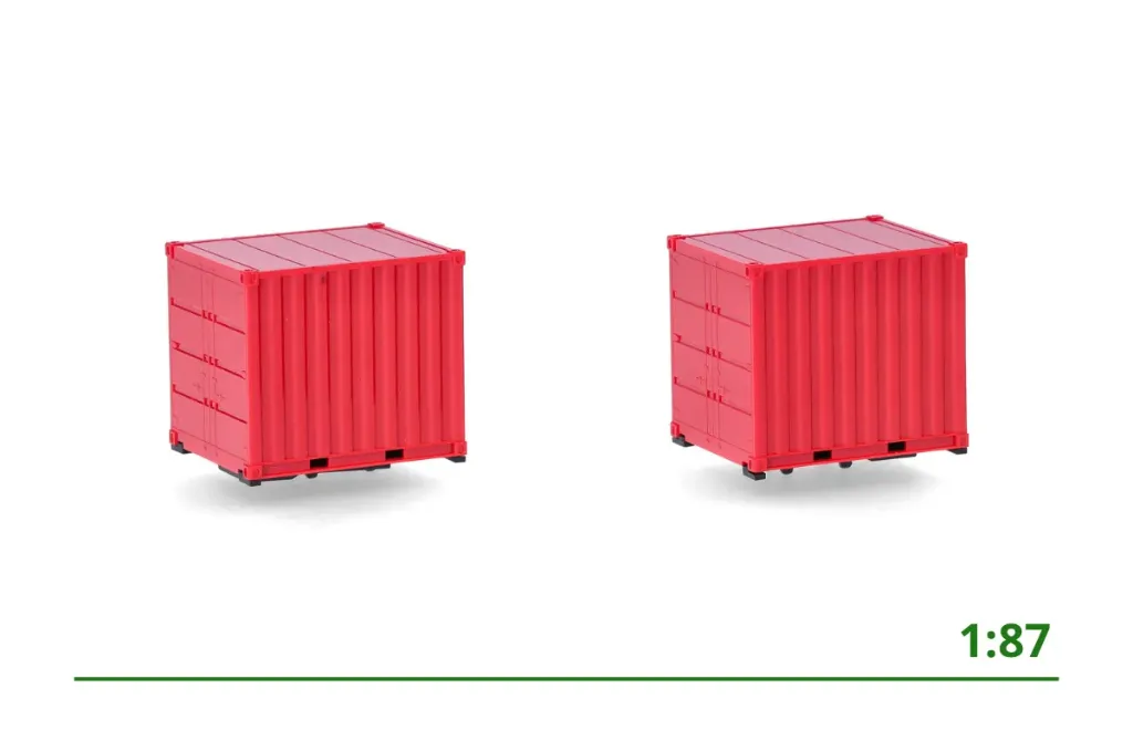 [053594-004] 10ft container + drager rood (2x) 1:87