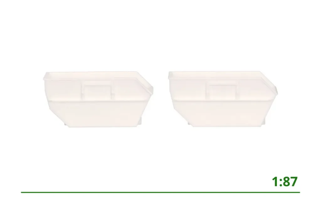 [054607] Afvalcontainer 15m3 wit (2x) 1:87