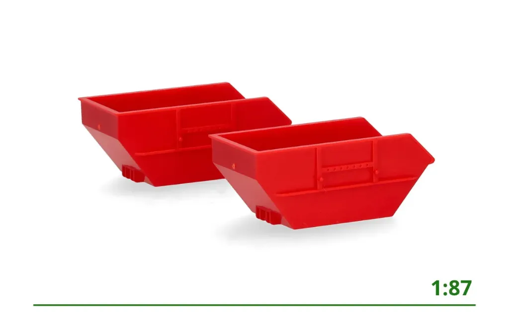 [054669] Afvalcontainer 7m3 rood (2x) 1:87