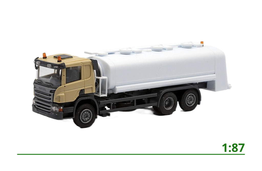 [O114] Scania P 6x2 tanker beige/white 1:87
