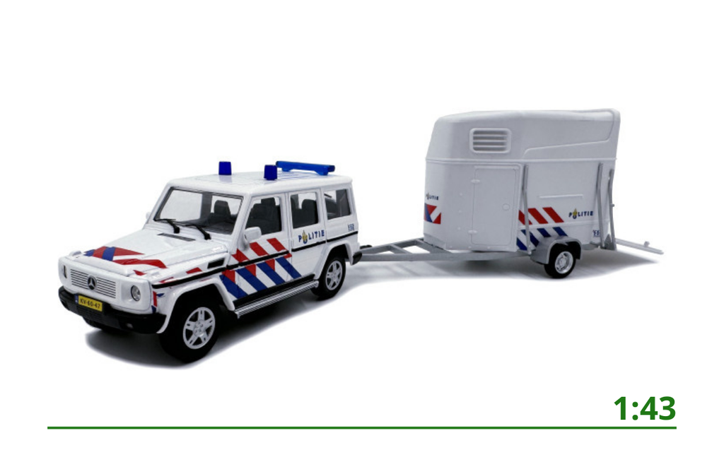 [Politie-set01] Mercedes-Benz G-klasse + paardentrailer Politie (NL) 1:43