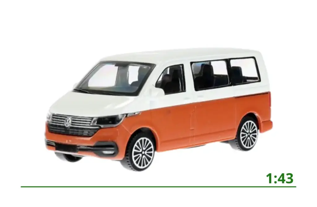Volkswagen Transporter T6.1 wit/oranje 1:43