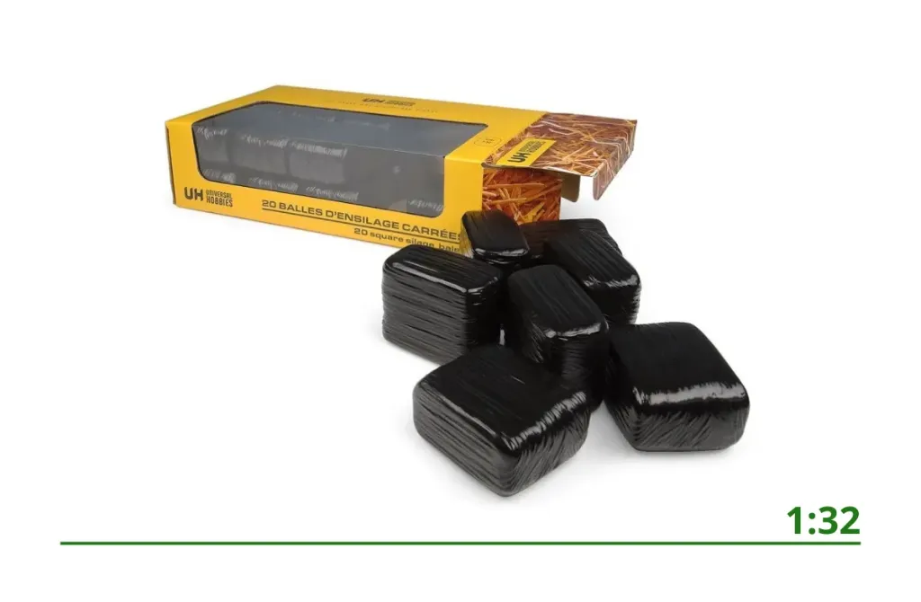 [6882] Set van 20 hooibalen zwart 1:32
