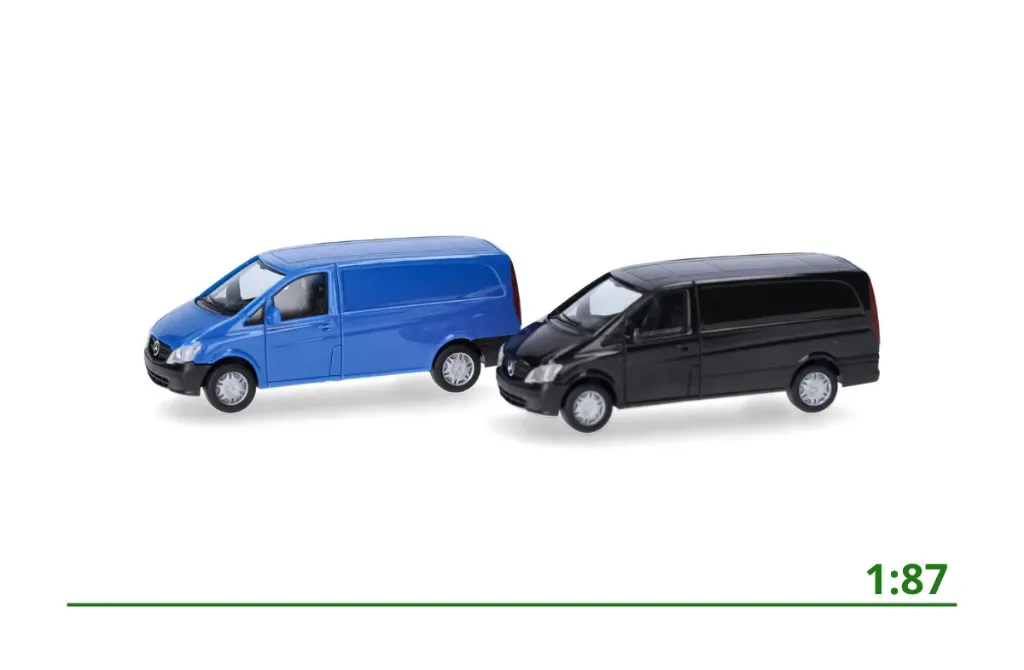 [014229] Minikit Mercedes-Benz Vito blauw/zwart (2x) 1:87