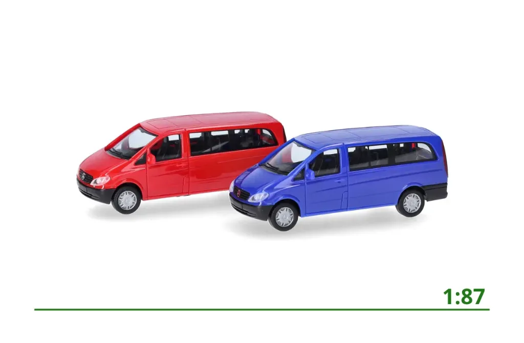 Minikit Mercedes-Benz Vito rood/blauw (2x) 1:87